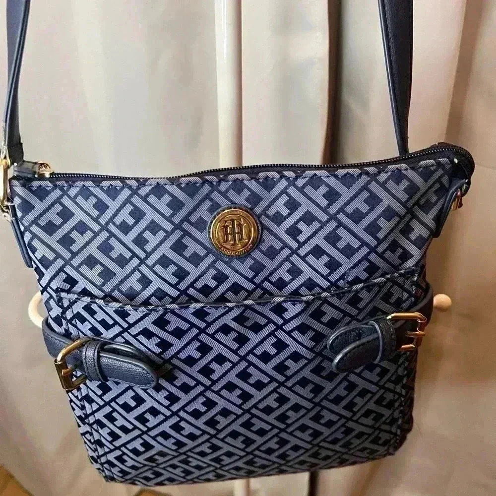 Tommy Hilfiger Canvas and Leather Crossbody Bag Navy - Picture 13 of 13
